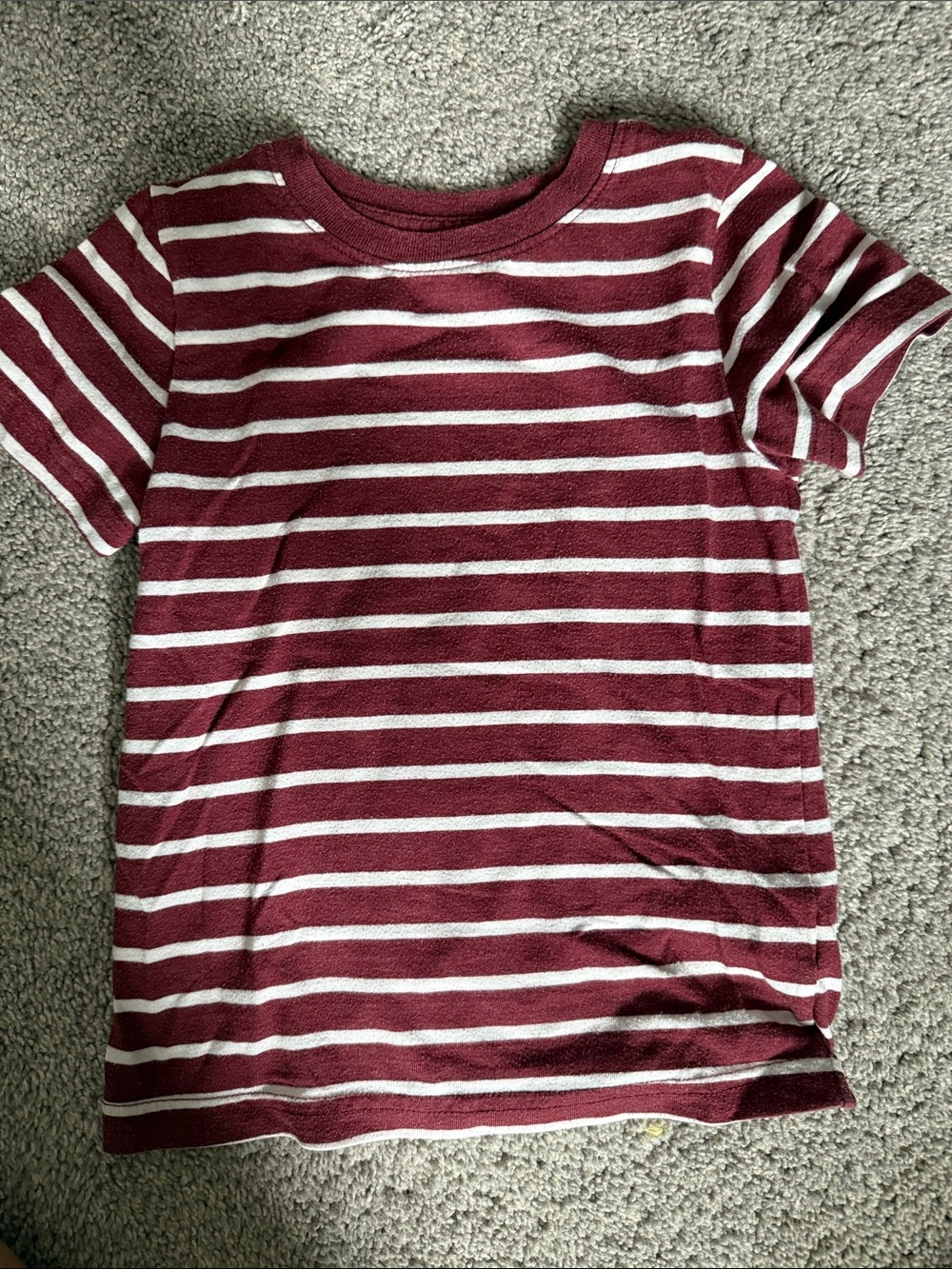 Cat & Jack Burgundy and White Striped Short Sleeve Tee